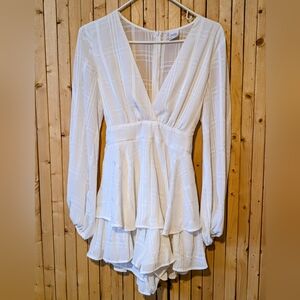 Selfie Leslie White Long Sleeve Romper